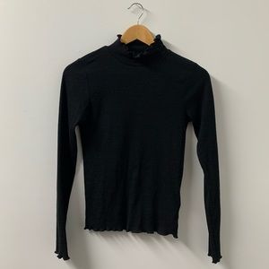 Topshop Black Ribbed Mockneck LS Tee